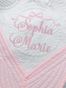 Personalized baby girl blanket, Embroidered baby quilt blanket, Monogrammed birth stat baby blanket, Baby shower gift, Baby quilt blanket