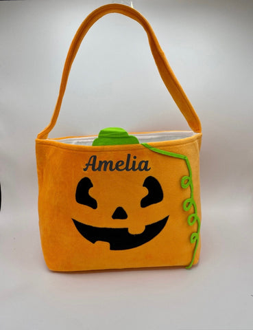 Personalized Pumpkin Bag, Personalized Halloween Bag, Embroidered Halloween Bag, Personalized Halloween Tote